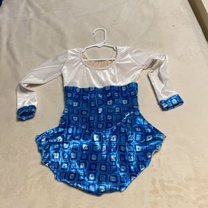 Blue white figure skating dress